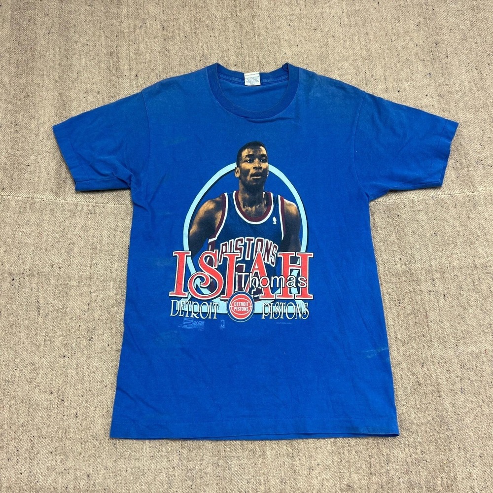 Vintage Isiah Thomas Shirt Mens Large Blue 1990s Detroit Pistons NBA